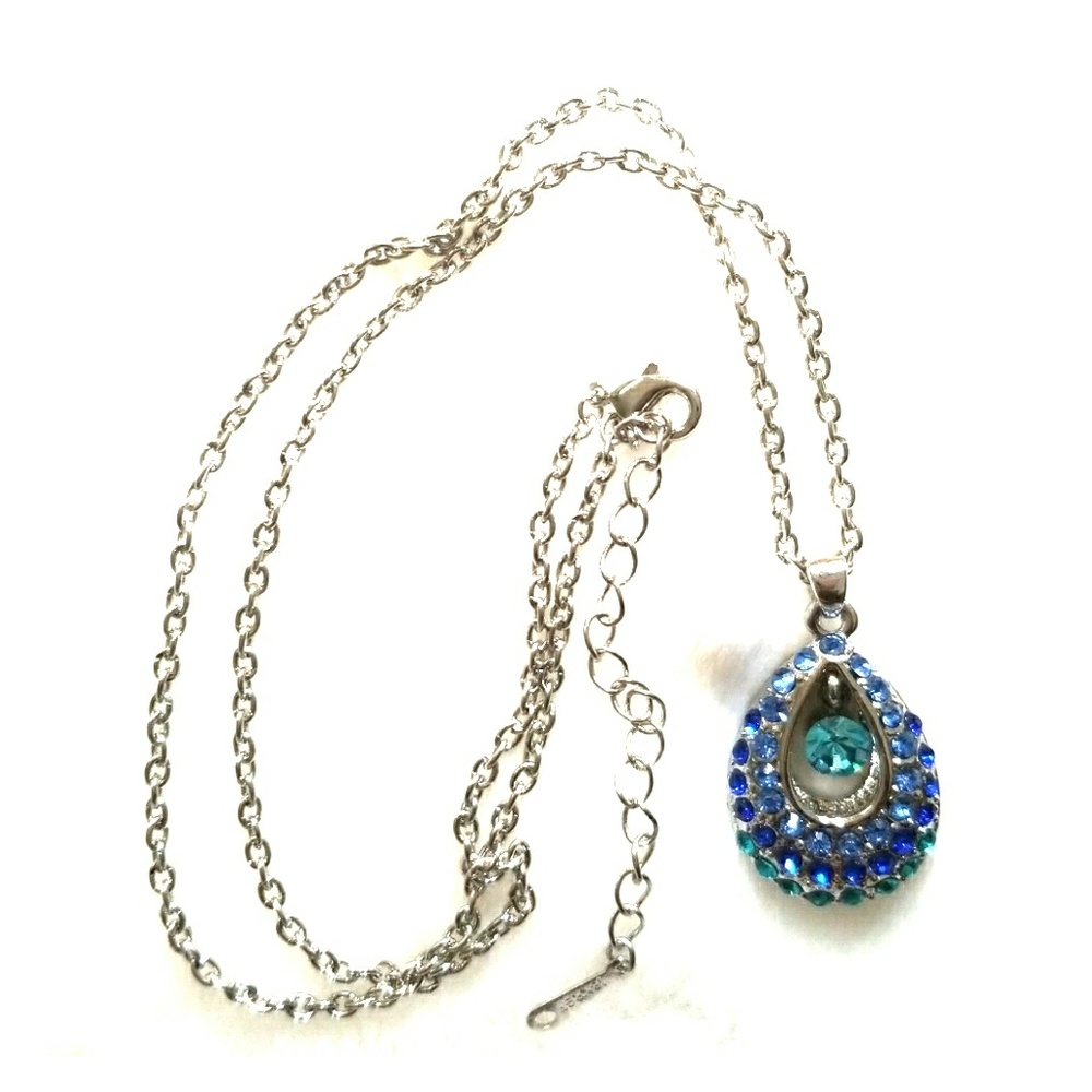 Shades of Blue Crystals and silver chain